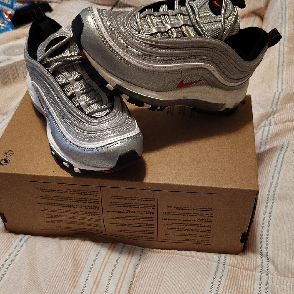 Nike  Metallic Silver and Black Sneakers